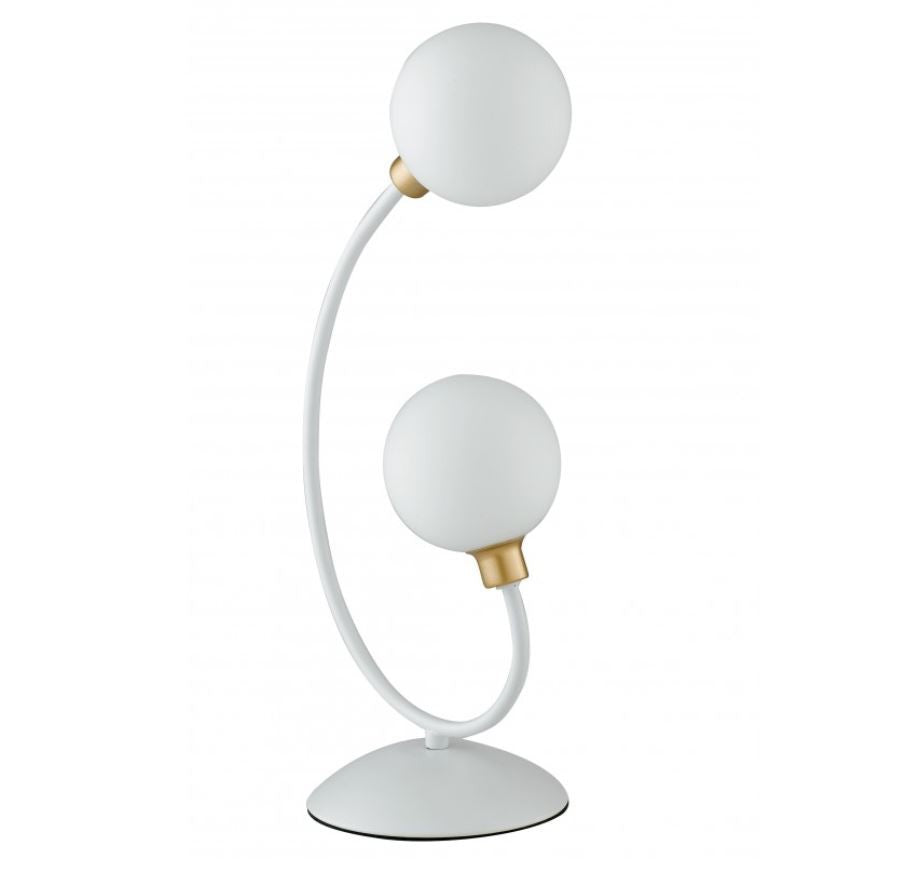 Lume 2 luci sfere vetro opale struttura metallo bianco e oro 2XG9 non incl. AIDA Lume 2 luci sfere vetro opale struttura metallo bianco e oro 2XG9 non incl. AIDA